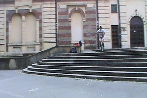 VV739 Unicycle steps bail! Stock-Footage 129453386