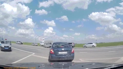 VV882 U Turn on Russian road ends in calamitous crash! Stock Footage 129456157