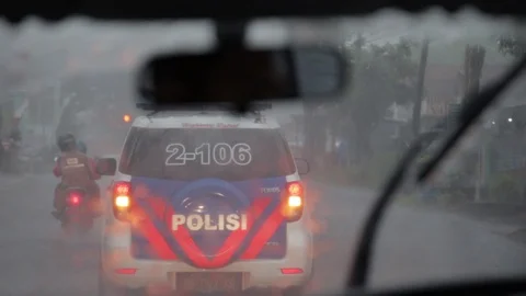 VVIP Being escorted by Police Patrol Car Stock Footage 129229341