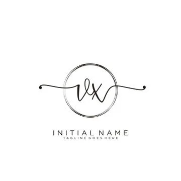 VX Initial handwriting logo with circle template vector Stock Illustration