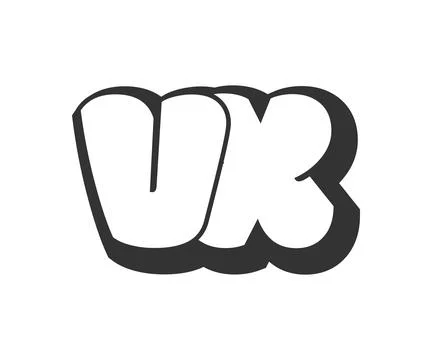 VX logo, bubble comic lettering, rounded in graffiti style black and white .. Stock Illustration