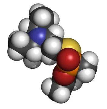 Vx nerve agent, molecular model. vx is a chemical weapon, classified as a wea Stock Illustration