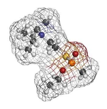 Vx nerve agent, molecular model. vx is a chemical weapon, classified as a wea Stock Illustration