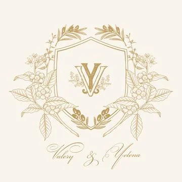 VY Initial Wedding Monogram Logo Crest Stock Illustration