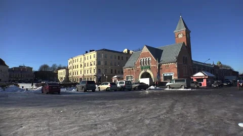 Vyborg. Market Square. Architecture. 4K. Video stock 47129595