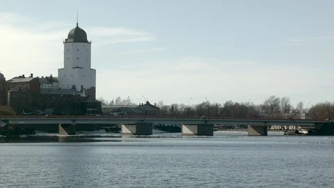 Vyborg tower and bridge Stock Footage 105934589