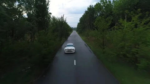 Вynamic driving on a narrow road Stock Footage 91047912