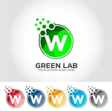 W Alphabet Lab Creative Logo Design Concept Stock Illustration