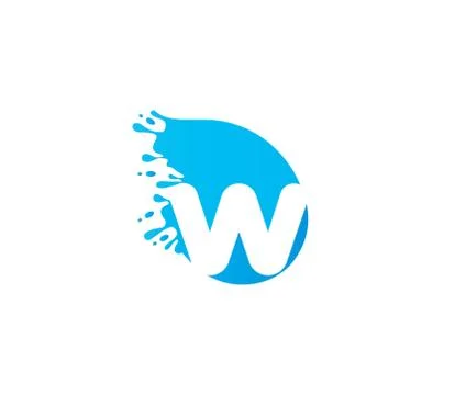 W Alphabet Water Logo Design Concept Stock Illustration