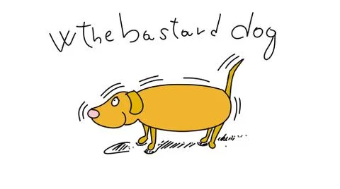 W the bastard dog stylized comic book style humorist drawings Illustrazione stock