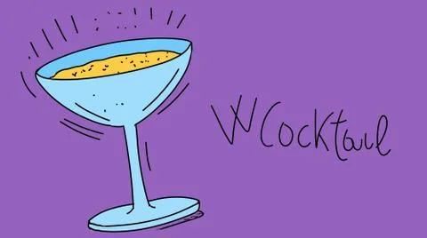 W cocktail  stylized comic book style humorist drawings Stock Illustration