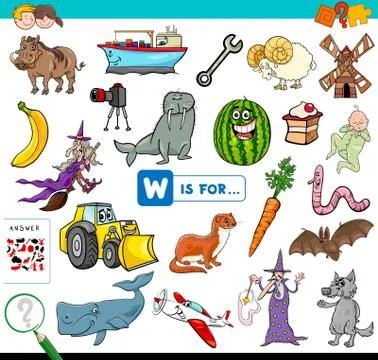 W is for educational game for children 스톡 일러스트
