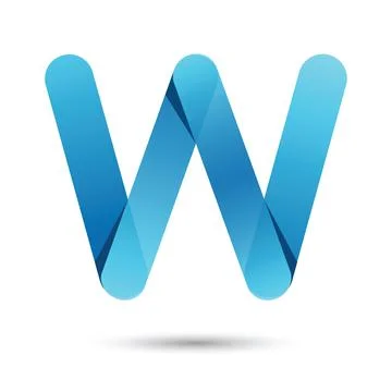 W font vector with blue color on White background, Futuristic font, Cosmic, V Stock Illustration
