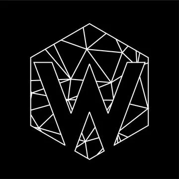 W geometric triangle blockchain font Stock Illustration