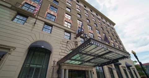 The W Hotel in washington D.C. Close up entrance Stock Footage 138503768