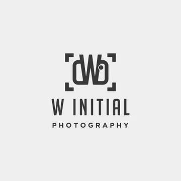 W initial photography logo template vector design Stock Illustration