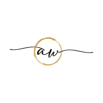 A W Initial Script Letter Beauty Logo Template Stock Illustration