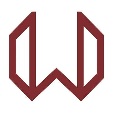 W initials geometric line art logo and vector icon Stock Illustration