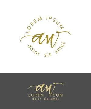 A W. Initials Monogram Logo Design. Dry Brush Calligraphy Artwork Stock Illustration