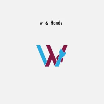 W-  Letter abstract icon &amp; hands logo design vector template.Business offer,p Illustrazione stock