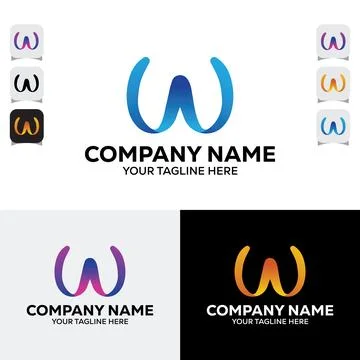 W letter Creative Abstract Hand drown Logo Template Stock Illustration