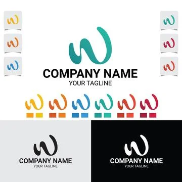 W letter Creative Hand drown Sketch Logo Template Design Stock Illustration
