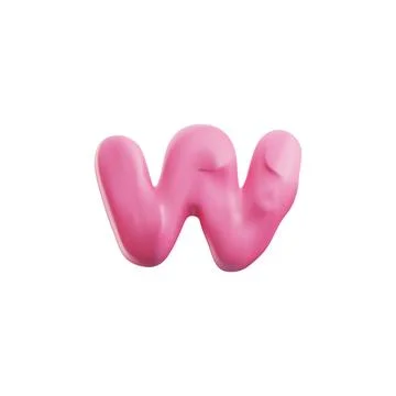W letter with dough clay texture realistic render vector illustration isolated. Stock Illustration