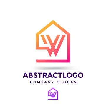 W letter initial logo and home sign real estate icon. Stock Illustration