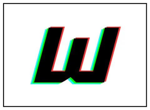 W letter logo, vector desing font .Dynamic, split-color, shadow of  number re Stock Illustration