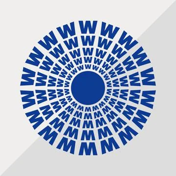 W letter patterns conceptual mandala vector illustration. W text Stock Illustration