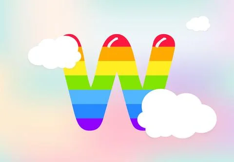 W Letter Rainbow patterns design, abstract rainbow letter for kids, love, f.. Stock Illustration