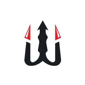 W letter trident icon vector concept design template Stock Illustration