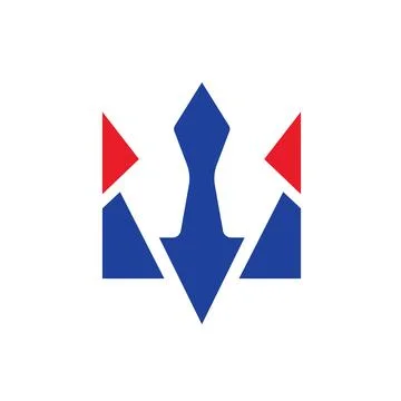 W letter trident icon vector concept design template イラスト素材