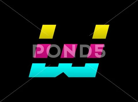 W letter vector desing, Cmyk color font logo, . Dynamic split blue ...