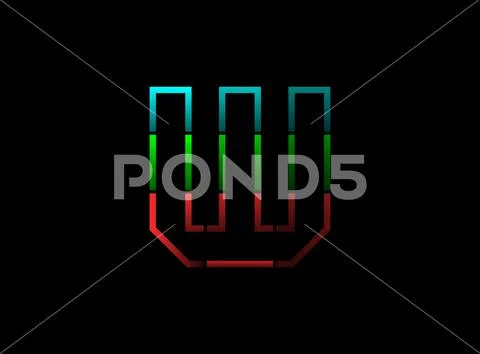 W letter vector outline stroke desing, font logo. Red, green, blue ...