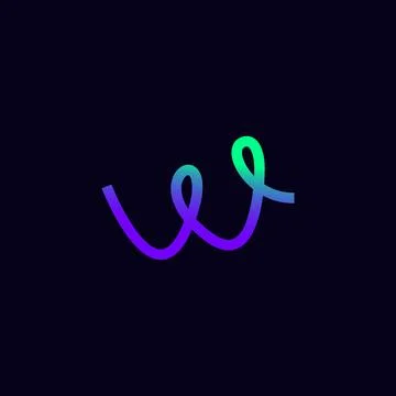W logo in the form of handwriting. Vector Stock Illustration