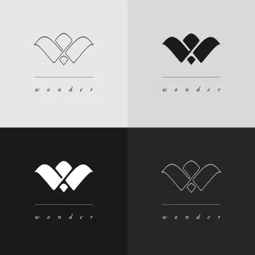 W monogram logo design in two styles Stock Illustration