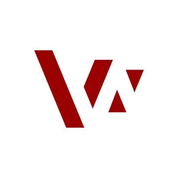 W negative space letter logo red color Stock Illustration