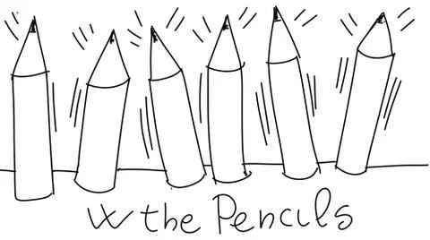 W the pencils stylized comic book style humorist drawings Stock Illustration