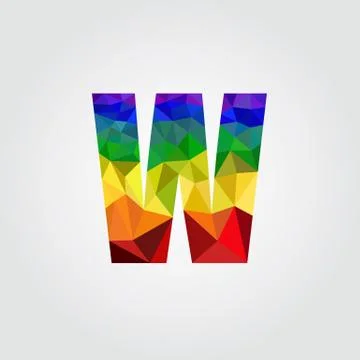 W Polygon alphabet colorful font style. Vector illustration Stock Illustration