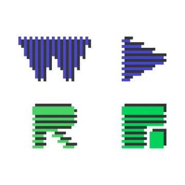 W, R, play bottom, article icons, logo, vector Illustration