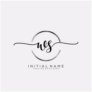 W S Initial handwriting logo with circle template vector Stock Illustration