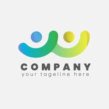 W shape simple modern people logo for company Stock Illustration