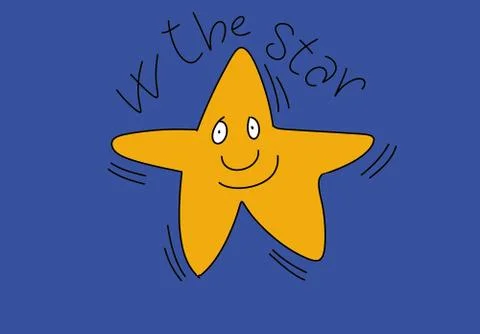 W the star  stylized comic book style humorist drawings Stock Illustration