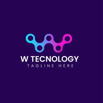 W tecnology logo design vector Stock Illustration