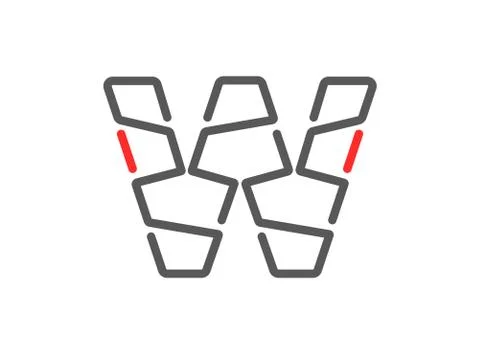 W vector letter, modern desing. Line stroke, unique font. For poster, logo, b Stock Illustration