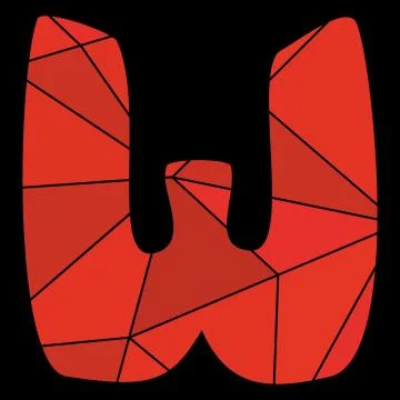 W vector red alphabet letter isolated on black background Stock Illustration