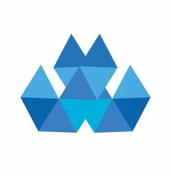 W, WA, JL initials triangle geometric polygonal Blue diamond vector illustr.. Stock Illustration