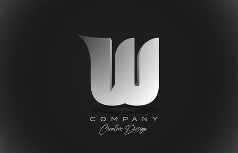 W white gradient alphabet letter logo icon with black background. Creative de Stock Illustration