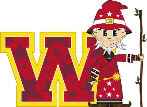 W is for Wizard Alphabet learning Illustration Illustration